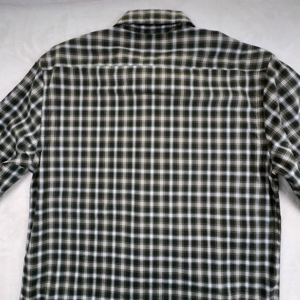 Banana Republic Button Down Shirt Men Small Green Plaid Slim Untucked Fit Cotton